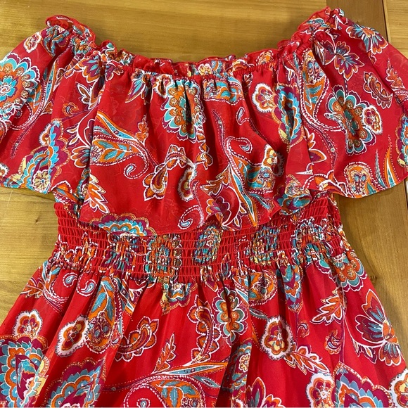 RabbitRabbitRabbit red sheer floral maxi dress 6 - Picture 5 of 12